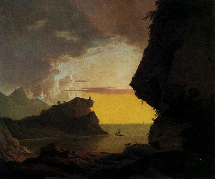 Joseph wright of derby Joseph Wright of Derby. Sunset on the Coast near Naples oil painting picture